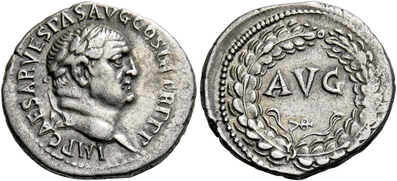 Vespasian augustus, 69 - 79. Ephesus. Denarius 71, AR 2.79 g. IMP CAESAR VESPAS ...