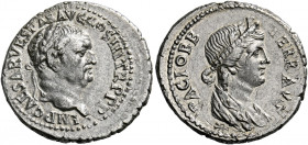 Vespasian augustus, 69 - 79. Ephesus. Denarius 71, AR 3.44 g. IMP CAESAR VESPAS AVG COS III TR P P P Laureate bust r. Rev. PACI ORB – TERR AVG Turrete...