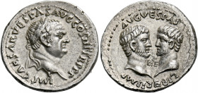 Vespasian augustus, 69 - 79. Ephesus. Denarius, 71, AR 3.48 g. IMP CAESAR VESPAS AVG COS III TR P P P Laureate bust r. Rev. LIBERI IMP AVG VESPAS Conf...