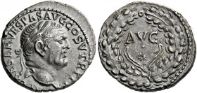 Vespasian augustus, 69 - 79. Ephesus. Denarius 73, AR 3.22 g. IMP CAESAR VESPAS AVG COS IIII TR P P P Laureate bust r. Rev. AVG / star within wreath. ...