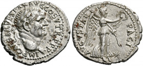 Vespasian augustus, 69 - 79. Ephesus. Denarius 74, AR 3.14 g. IMP CAESAR VESPAS AVG COS V TR P P P Laureate bust r. Rev. PACI – AVGVSTAE Victory advan...