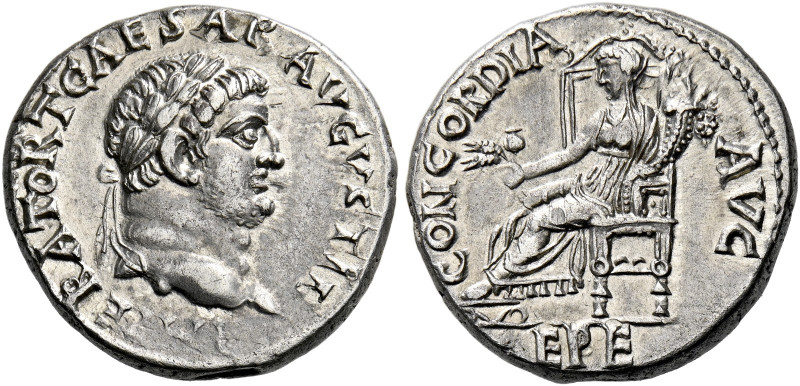 Titus caesar 69 – 79. Ephesus. Denarius 71, AR 3.26 g. IMPERATOR T CAESAR AVGVST...