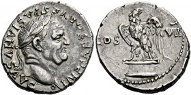 Vespasian augustus, 69 – 79. Uncertain mint in Asia, Ephesus (?). Denarius 76, AR 3.59 g. IMP CAESAR VESPASIANVS AVG Laureate head r.; at neck truncat...