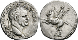 Vespasian augustus, 69 – 79. Uncertain mint in Asia, Ephesus (?). Denarius 76, AR 3.05 g. IMP CAESAR VESPASIANVS AVG Laureate head r.; at neck truncat...