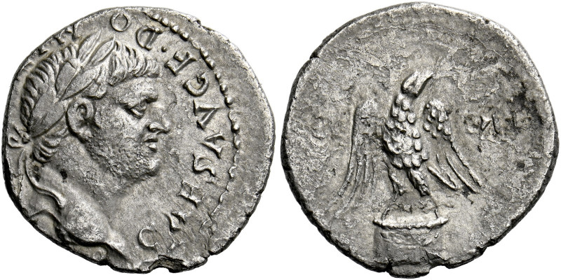 Domitian caesar, 69 – 81.  Uncertain mint in Asia, Ephesus (?).  Denarius 76, AR...