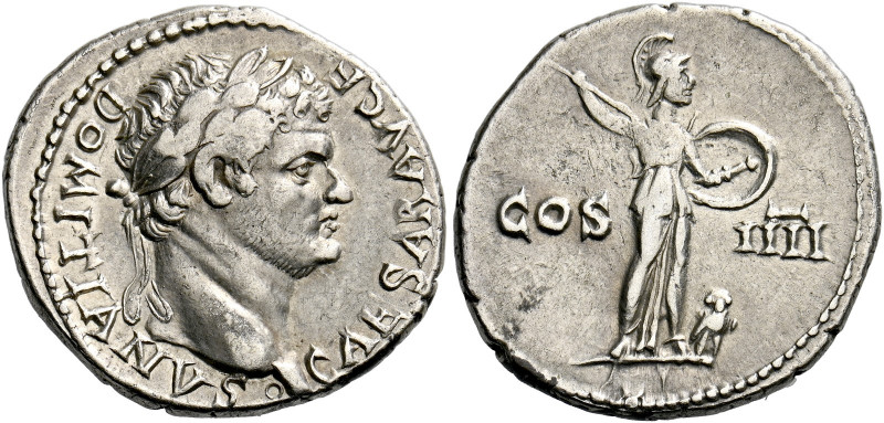 Domitian caesar, 69 – 81. Uncertain mint in Asia, Ephesus (?).   Denarius 76, AR...