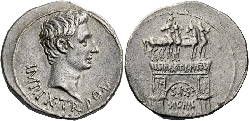 Octavian as Augustus, 27 BC – AD 14.   Cistophoric tetradrachm, Pergamum circa 1...