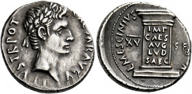 Octavian as Augustus, 27 BC – AD 14.   L. Mescinius Rufus. Denarius 16 BC, AR 3.93 g. CAESAR AVGV – STVS TR POT Laureate head r. Rev. L·MESCINIVS – RV...