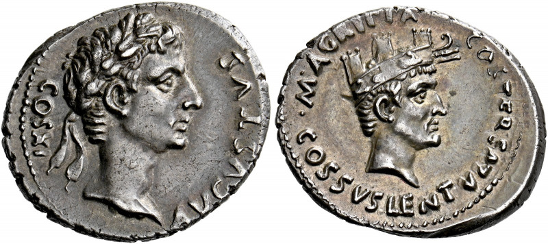 Octavian as Augustus, 27 BC – AD 14.   Cossus Cornelius Lentulus. Denarius 12 BC...