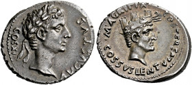 Octavian as Augustus, 27 BC – AD 14.   Cossus Cornelius Lentulus. Denarius 12 BC, AR 4.09 g. AVGVSTVS – COS XI Oak-wreathed head of Augustus r. Rev. M...