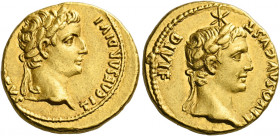 Tiberius augustus, 14 – 37.   Aureus, Lugdunum 14-16, AV 7.78 g. TI CAESAR DIVI – [AVG F AVGVS]TVS Laureate head of Tiberius r. Rev. DIVOS AVGVST – DI...