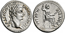 Tiberius augustus, 14 – 37.   Denarius, Lugdunum 14-37, AR 3.82 g. TI CAESAR DIVI – AVG F AVGVSTVS Laureate head r. Rev. PONTIF MAXIM Draped female fi...