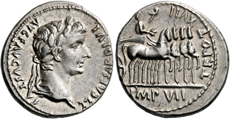 Tiberius augustus, 14 – 37.   Denarius, Lugdunum 15-16, AR 3.86 g. TI CAESAR DIV...
