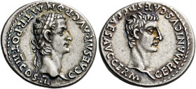 Gaius augustus, 37 – 41.   Denarius 40, AR 3.75 g. C·CAESAR·AVG·PON·M·TR·POT·III·COS·III Laureate head of Gaius r. Rev. GERMANICVS·CAES·P·CAES·AVG·GER...