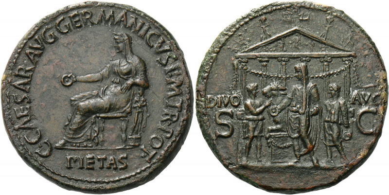 Gaius augustus, 37 – 41.   Sestertius 37-38, Æ 28.68 g. C·CAESAR·AVG·GERMANICVS ...