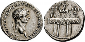 Claudius augustus, 41 – 54. Denarius 46-47, AR 3.62 g. TI CLAVD CAESAR AVG P M TR P VI IMP XI Laureate bust r. Rev. DE BRITANN on architrave of triump...