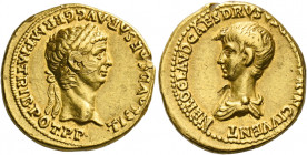 Claudius augustus, 41 – 54   Aureus circa 50-54, AV 7.64 g. TI CLAVD CAESAR AVG GERM P M TRIB POT P P Laureate head of Claudius r. Rev. NERO CLAVD CAE...