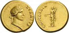 The Civil Wars, 68 – 69.   Aureus, lower Germany 69-70, AV 7.68 g. SALVTIS Draped bust of Salus r., hair knotted above neck. Rev. CONCORDIA Concordia ...
