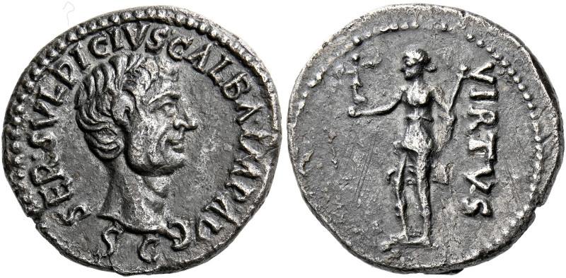 Galba, 68 – 69.   Denarius, uncertain mint in Spain or North Africa, October 68 ...