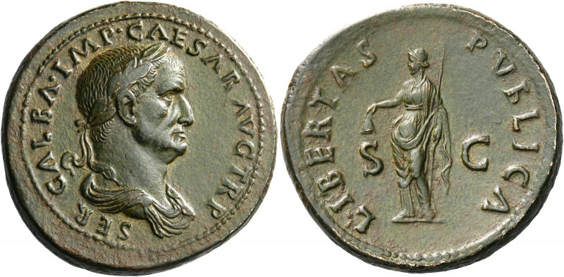 Galba, 68 – 69.   Sestertius, circa 68 – 69, Æ 26.09 g. SER GALBA IMP CAESAR AVG...