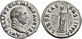 Vitellius, April –December 69.   Denarius circa late April to December 69, AR 3.56 g. A VITELLIVS GERM IMP AVG TR P Laureate head r. Rev. LIBERTAS – R...