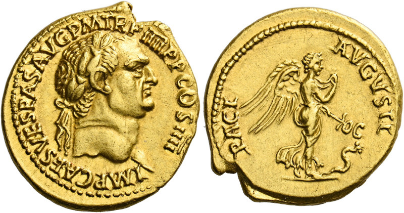 Vespasian augustus, 69 – 79.   Aureus, Lugdunum circa 72, AV 7.25 g. IMP CAES VE...