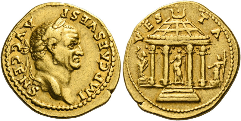 Vespasian augustus, 69 – 79.   Aureus 73, AV 7.77 g. IMP CAES VESP – AVG CENS La...