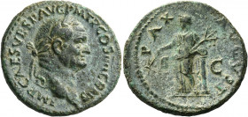 Vespasian augustus, 69 – 79.   As 73, Æ 10.47 g. IMP CAES VESP AVG P M T P COS IIII CENS Laureate head r. Rev. PAX – AVGVSTI Pax standing l., holding ...