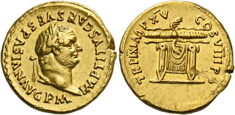 Titus augustus, 79 – 81.   Aureus 80, AV 7.34 g. IMP TITVS CAES VESPASIAN AVG P ...