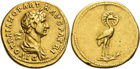 Trajan augustus, 98 – 117.   Divo Traiano. Aureus 118, AV 6.98 g. DIVO TRAIANO PART – H AVG PATRI Laureate and draped bust r. Rev. Phoenix, radiate, s...