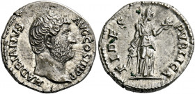 Hadrian augustus, 117 – 138.   Denarius 136, AR 3.66 g. HADRIANVS – AVG COS III P P Bare head r. Rev. FIDES – PVBLICA Fides standing r., holding grain...