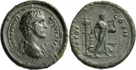 Antoninus Pius augustus, 138 – 161.   Medallion 139, Æ 45.12 g. ANTONINVS – AVG PIVS P P Bare-headed, draped and cuirassed bust r. Rev. TR POT – COS I...