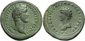 Antoninus Pius augustus, 138 – 161.   Sestertius 140-144, Æ 28.50 g. ANTONINVS AVG – PIVS P P TR P COS III Laureate head r. Rev. AVRELIVS CAESAR AVG P...