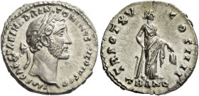 Antoninus Pius augustus, 138 – 161.   Denarius 151-152, AR 3.28 g. IMP CAES T AEL HADRAN – TONINVS PIVS P P Laureate head r. Rev. TR POT XV – COS IIII...