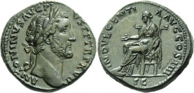 Antoninus Pius augustus, 138 – 161.   Sestertius 153-154, Æ 28.16 g. ANTONINVS AVG PI – VS P P TR P XVII Laureate head r. Rev. INDVLGENTI – A AVG COS ...