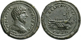 Lucius Verus augustus, 161 – 169.   Medallic sestertius 162-163, Æ 46.00 g. IMP – CAES L AVREL – VERVS AVG Bare-headed and cuirassed bust r. Rev. FELI...