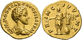 Commodus caesar, 166 – 177.   Aureus 175, AV 7.29 g. COMMODO CAES AVG FIL GERM Bare-headed, draped and cuirassed bust r. Rev. PR – INC – IVENT Caesar ...