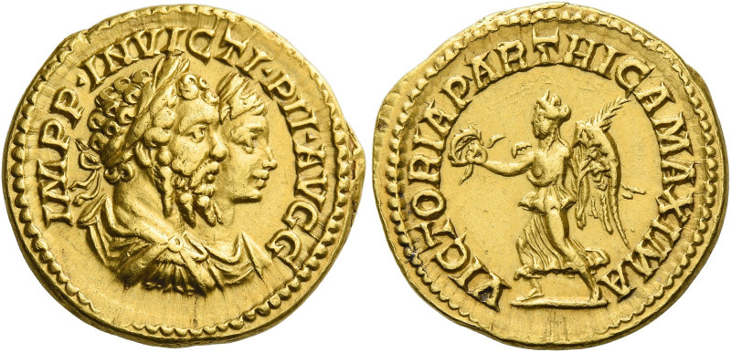 Septimius Severus, 193 – 211.   Aureus 202-210, AV 7.24 g. IMPP INVICTI PII AVGG...