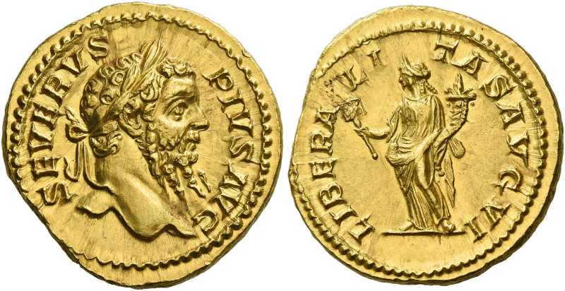 Septimius Severus, 193 – 211.   Aureus 202-210, AV 7.26 g. SEVERVS – PIVS AVG La...