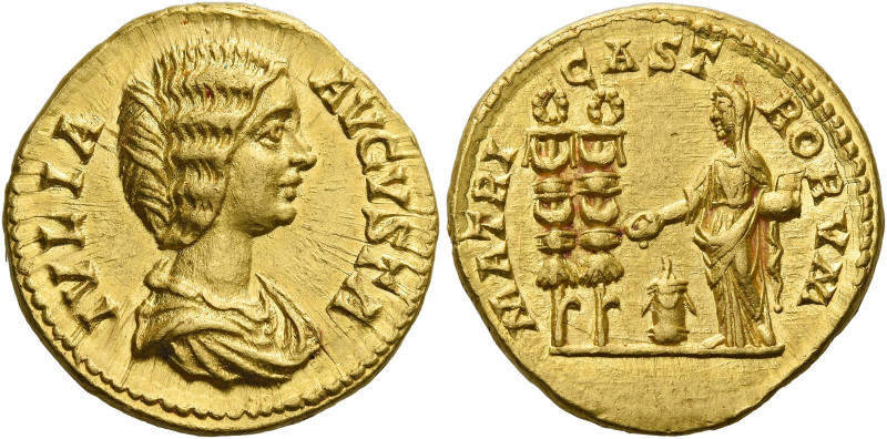 Julia Domna, wife of Septimius Severus.   Aureus circa 196-211, AV 7.26 g. IVLIA...