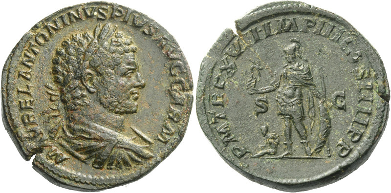 Caracalla augustus, 198 – 217.   Sestertius 214, Æ 23.40 g. M AVREL ANTONINVS PI...