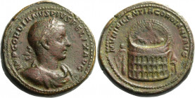 Gordian III augustus, 238 – 244.   Medallion 244, Æ 47.82 g. IMP GORDIANVS PIVS FELIX AVG Laureate, draped, and cuirassed bust r. Rev. MVNIFICENTIA GO...