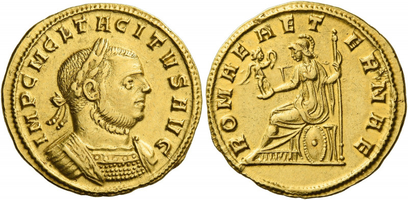 Tacitus, 275 – 276.   Aureus 275-276, AV 4.24 g. IMP C M CL TACITVS AVG Laureate...