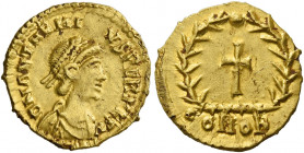 Anthemius, 467-472.   Tremissis, Mediolanum 467-472, AV 1.44 g. D N ANTHEMI – VS PERP AVG Pearl-diademed, draped and cuirassed bust r. Rev. Cross with...