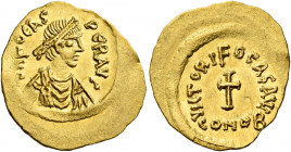 Phocas, 23 November 602 – 5 October 610.   Tremissis 607-610, AV 1.47 g. Diademed, draped, and cuirassed bust r. Rev. Cross potent; in exergue, CONOB....