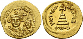 Heraclius, 5 October 610 – 11 January 641, with colleagues from January 613.   Solidus, uncertain Eastern military mint, 613-618, AV 4.49 g. dd NN her...
