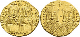Leo IV Khazar, 775 – 780, with Constantine VI from 776.   Solidus 778-780, AV 4.44 g. LЄOh VS SЄςςOh COhStAhtIhOS Facing busts of Leo IV on l. and Con...