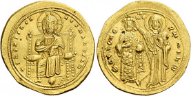 Romanus III Argyrus, 1028 – 1034.   Histamenon 1028-1034, AV 4.41 g. +IhS XPS REX - REςnAnTIuM and reverse legend ΘCE bOHΘ – RωmAnω Christ, nimbate, e...