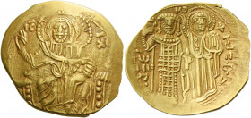 John III Ducas called Vatatzes, 1221 – 3 November 1254..   Hyperpyron, Magnesia 1232-1254 (?), AV 4.36 g. Christ enthroned facing, nimbate, wearing tu...