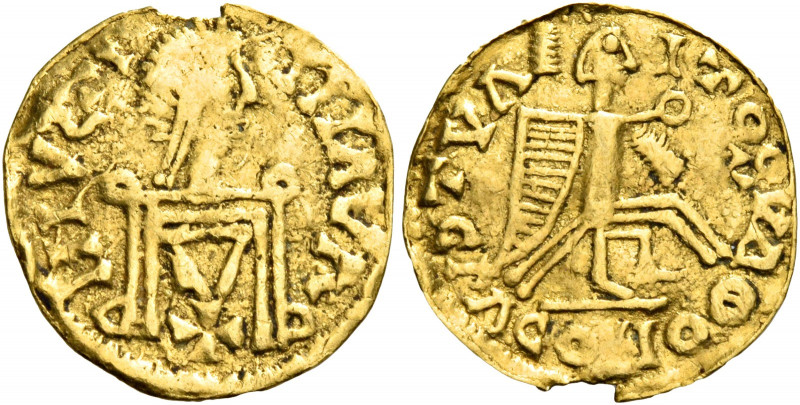 Leovigild, circa 569 – 586.   Tremissis circa 569-586, AV 1.316g. (SG 18.83, Au ...